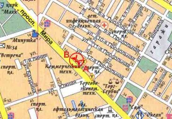 Схема рекламной плоскости по адресу Мира, 16 пр.