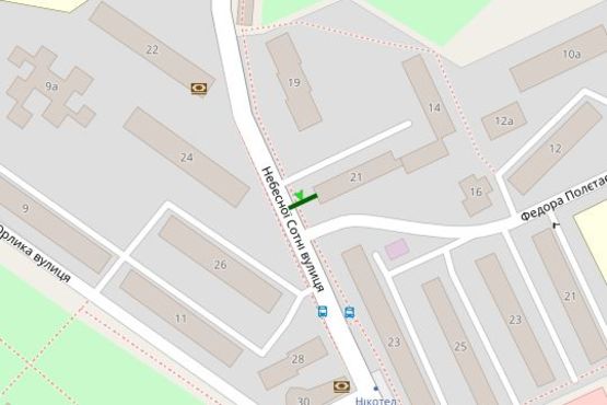 Схема рекламной плоскости по адресу Небесної Сотні вул., 21 - Полетаєва вул.