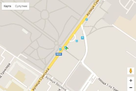 Схема рекламной плоскости по адресу Сумська вул., 128 (зупинка) №1