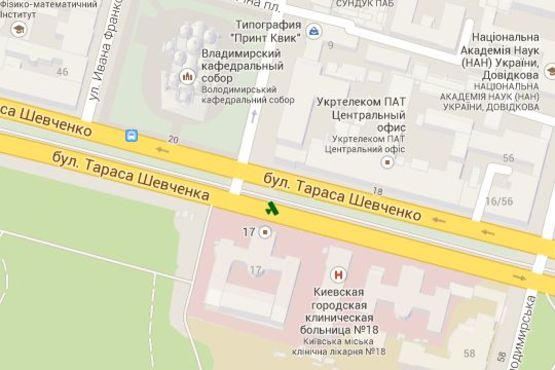 Схема рекламной плоскости по адресу Тараса Шевченка бульв. - Леонтовича вул. (в напр. Бесарабки)