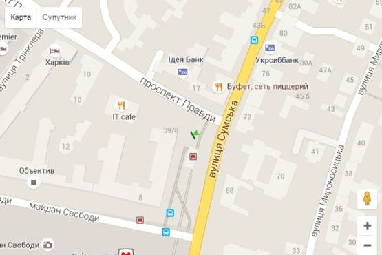 Схема рекламної площини за адресою Сумська вул., 39 - Незалежності просп. (Правди просп.), (колона) (сторона А)