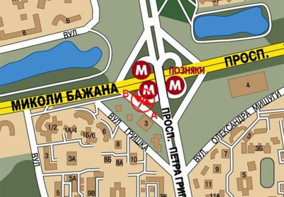 Схема рекламної площини за адресою Григоренко Петра пр. - Бажана пр., №3