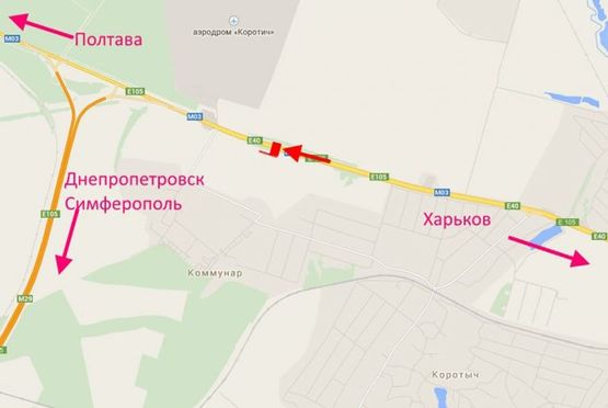 Схема рекламної площини за адресою 463 км трассы Киев-Харьков-Довжанскийв р-не пос. Коммунар  (в ст Киева)