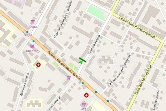 Схема рекламной плоскости по адресу Гагаріна вул., 24 - Велика Бердичівська вул.