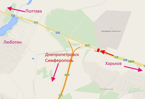 Схема рекламной плоскости по адресу 462 км трассы Киев-Харьков-Довжанский в р-не Люботина (в ст Киева)