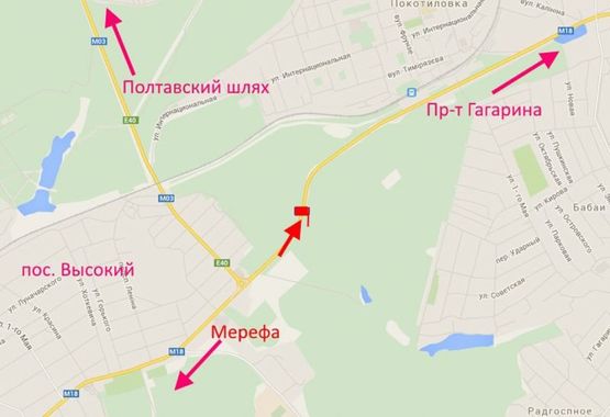 Схема рекламной плоскости по адресу 18 км Симферопольское шоссе в р-не пос. Высокий  (в ст Харькова)
