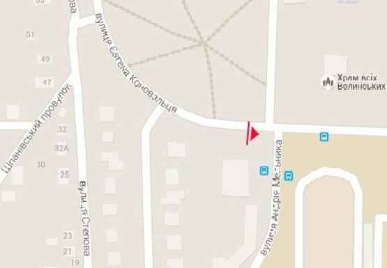 Схема рекламной плоскости по адресу Коновальца ул. - Мельника ул.