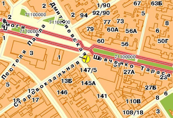 Схема рекламной плоскости по адресу Шевченка Тараса б-р 37-122, возле ул.Саксаганского, со стороны пл.Победы