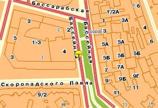 Схема рекламної площини за адресою Бассейная ул., 2