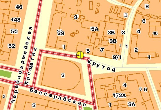 Схема рекламной плоскости по адресу Бессарабский рынок, напротив кинотеатра "Орбита"