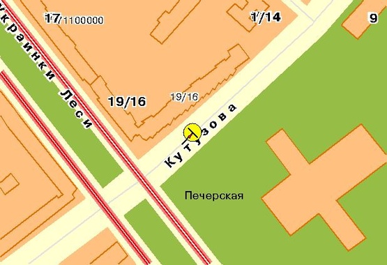 Схема рекламной плоскости по адресу Кутузова ул., на разделителе