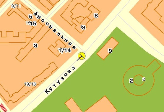 Схема рекламної площини за адресою Кутузова ул., на разделителе