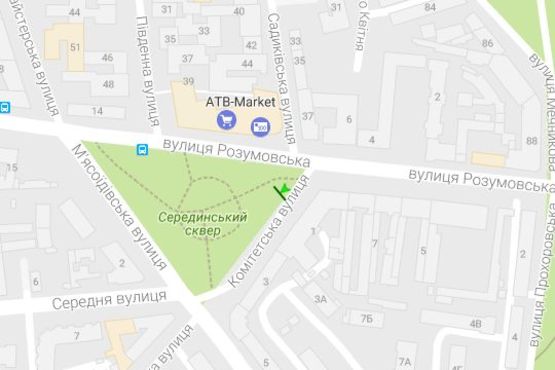 Схема рекламної площини за адресою Розумовська вул. - Комітетська вул.