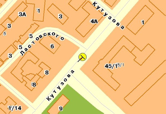 Схема рекламної площини за адресою Кутузова ул., на разделителе