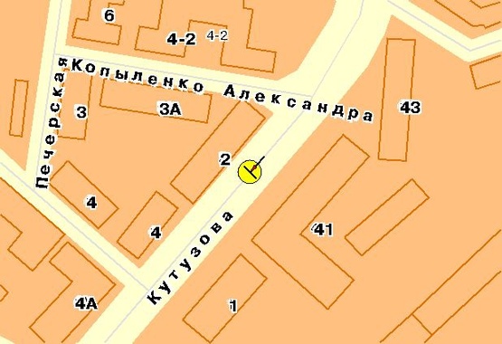 Схема рекламної площини за адресою Кутузова ул., на разделителе