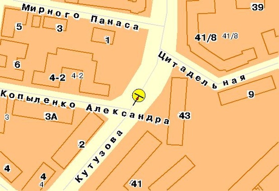 Схема рекламной плоскости по адресу Кутузова ул., на разделителе