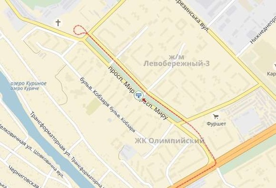 Схема рекламної площини за адресою Мира пр-т 33, возле "АТБ", из центра