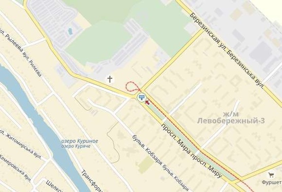 Схема рекламной плоскости по адресу Мира пр-т 71, из центра