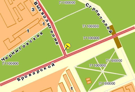 Схема рекламной плоскости по адресу Броварской пр-т, поворот на пр-т Освободителей, правый, из центра