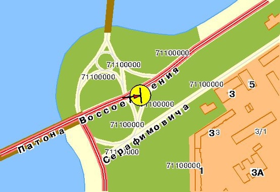 Схема рекламной плоскости по адресу Воссоединения пр-т съезд с моста Патона на ул. Сераф, правая