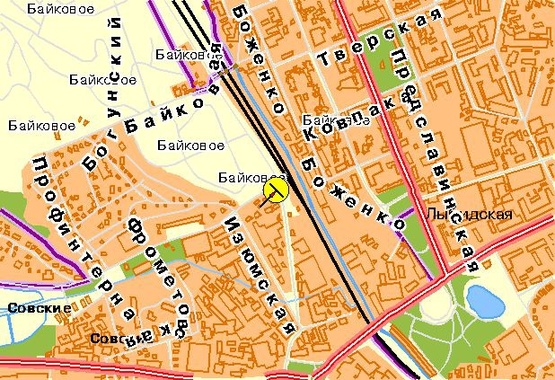 Схема рекламної площини за адресою Гринченко Н. ул., 11-й от Протасового Яра, в центр