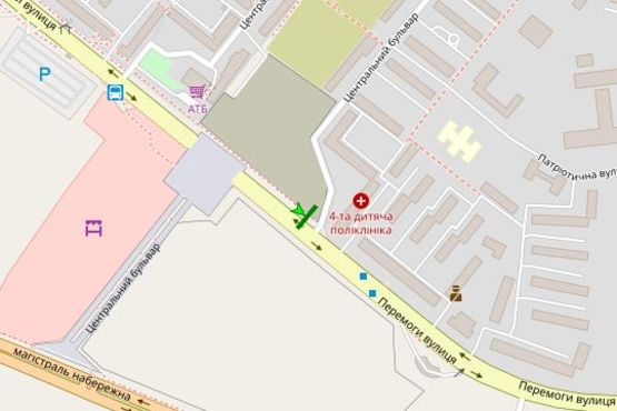 Схема рекламной плоскости по адресу Перемоги вул., 91 - Центральний бульв.