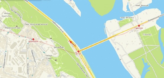 Схема рекламной плоскости по адресу Набережное шоссе 260 м (3.17x6.12) от ст. м. Днепр