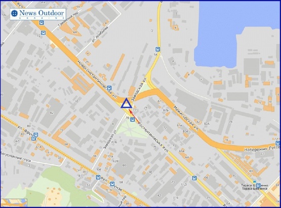 Схема рекламной плоскости по адресу Новоконстантиновская ул., пересечение с ул. Межигорская, из центра