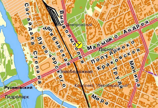 Схема рекламной плоскости по адресу Освободителей пр-т, развязка с бул.Перова, правый, в центр