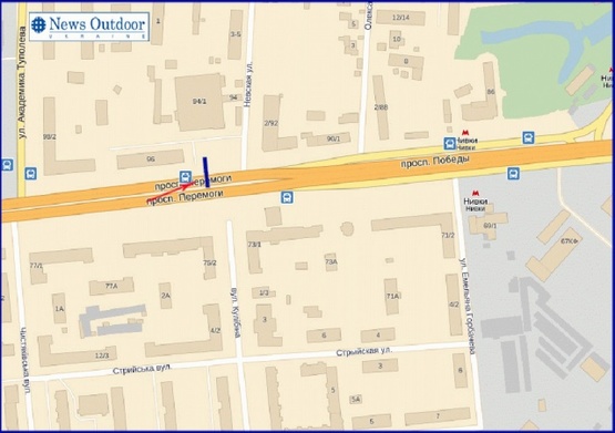 Схема рекламної площини за адресою Победы пр-т,  94/1, (3.17x6.12) Фуршет, в центр