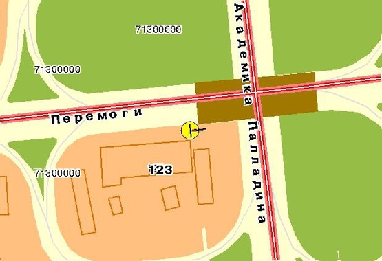 Схема рекламной плоскости по адресу Победы пр-т, развязка с ул.Б.Окружная, от ст.м.Житомирская, из центра