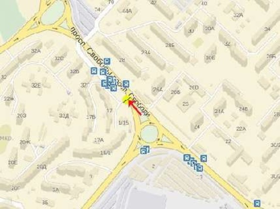 Схема рекламної площини за адресою Свободы пр-т 17, от пр-та Правды, из центра