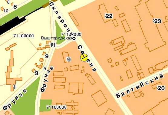 Схема рекламной плоскости по адресу Скляренко ул., со стороны ул.Автозаводской, в центр