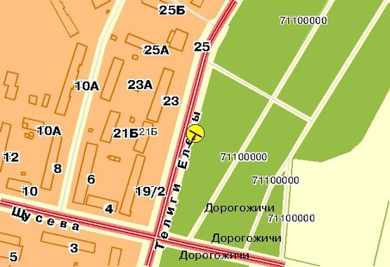 Схема рекламной плоскости по адресу Телиги Е. ул., возле ст.м.Дорогожичи, к ст.м.Петровка, в центр