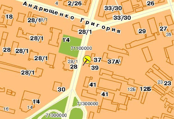 Схема рекламної площини за адресою Черновола В. ул. 41, от Воздухофлотского пр-та, выезд с пл. Победы