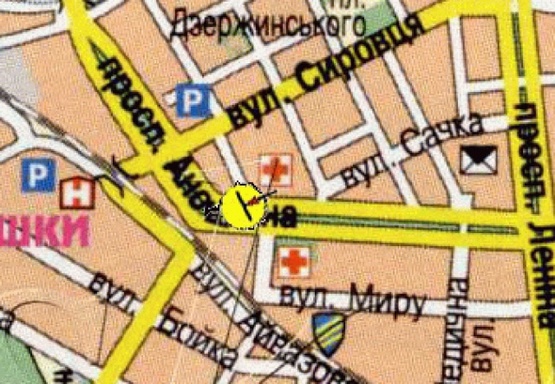 Схема рекламной плоскости по адресу Аношкина пр-т 7, из центра