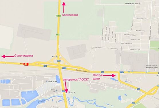 Схема рекламної площини за адресою ул.Залютинская -развязка с окружной въезд в город со ст. Солоницевки