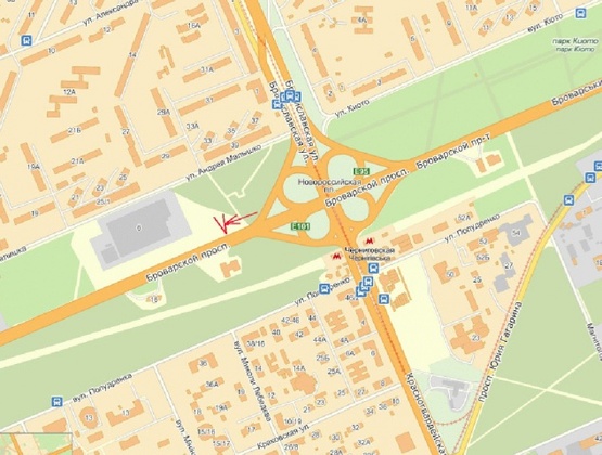 Схема рекламной плоскости по адресу Броварской пр-т 100 м от съезда с ул. Братиславская (напротив АЗС)