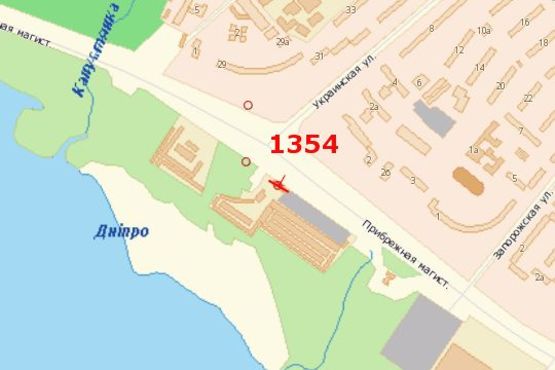 Схема рекламной плоскости по адресу Набережна магіст. - Українська вул.