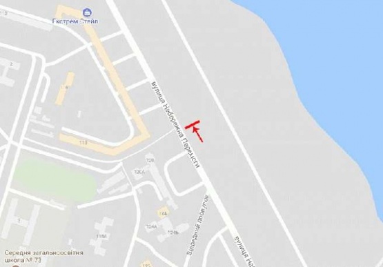 Схема рекламної площини за адресою Набережная Победы ул. 120, возле кинотетра "Салют", в центр