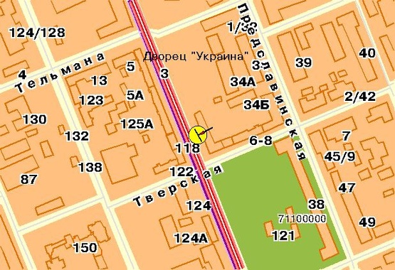 Схема рекламной плоскости по адресу Б.Васильковская ул.111, возле ул.Тверской, со стороны ст.м.Палац Украина