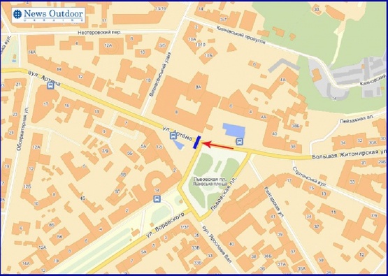 Схема рекламной плоскости по адресу Артема ул.   1-5 / ул. Воровського