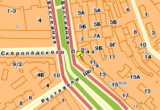 Схема рекламной плоскости по адресу Бассейная ул., 5-7