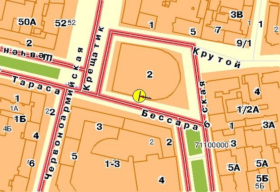 Схема рекламной плоскости по адресу Бессарабский рынок, на светофоре