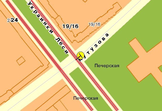 Схема рекламной плоскости по адресу Кутузова ул., на разделителе