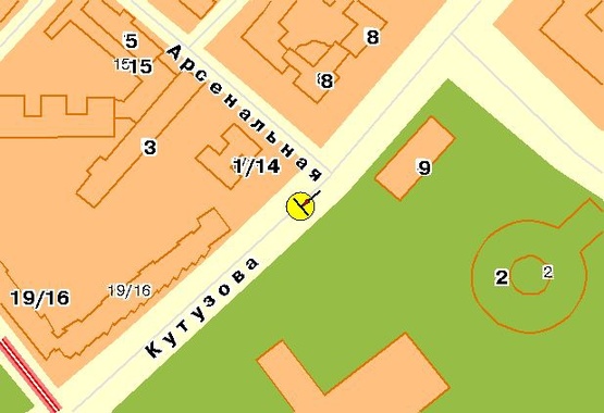 Схема рекламной плоскости по адресу Кутузова ул., на разделителе