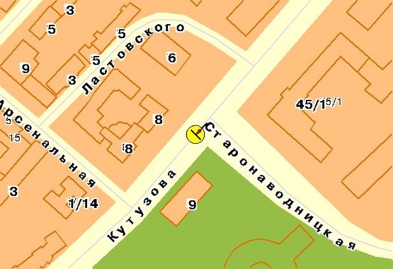 Схема рекламной плоскости по адресу Кутузова ул., на разделителе