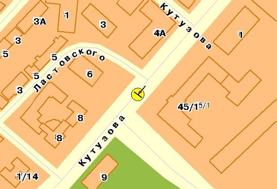 Схема рекламной плоскости по адресу Кутузова ул., на разделителе