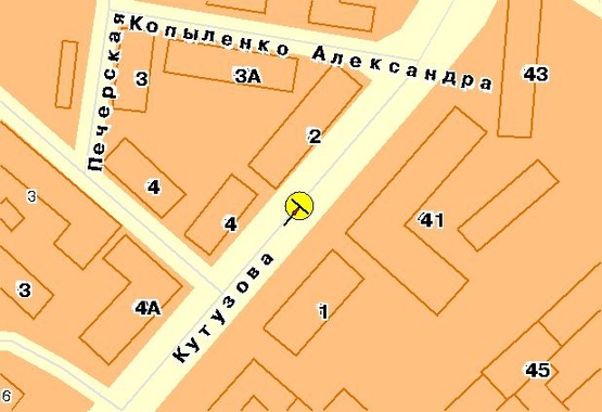 Схема рекламной плоскости по адресу Кутузова ул., на разделителе