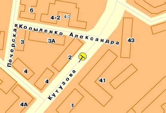 Схема рекламной плоскости по адресу Кутузова ул., на разделителе